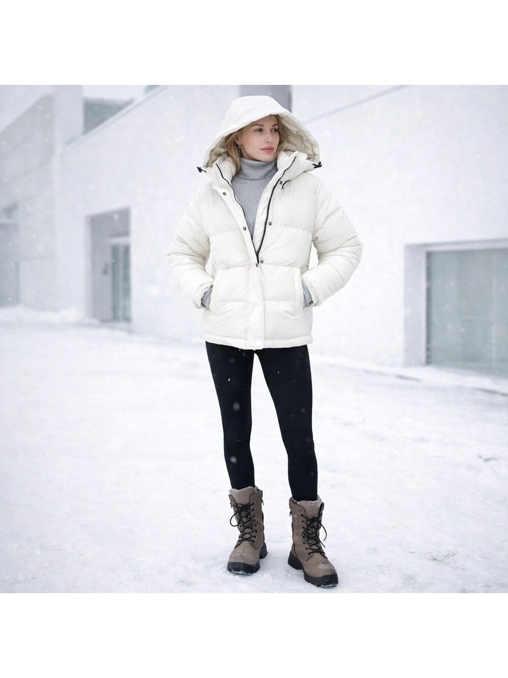 ONLY Premium White Puffer Jacket Small NWT Thinsulate Snowcore Sporty Luxe - Picture 2 of 12
